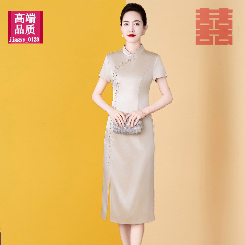 高端喜婆婆婚宴装年轻丈母娘旗袍参加婚礼妈妈礼服高贵结婚喜服