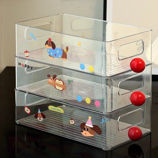 桌面透明整理收纳盒亚克力化妆品抽屉放卡便携办公文具置物架盒子