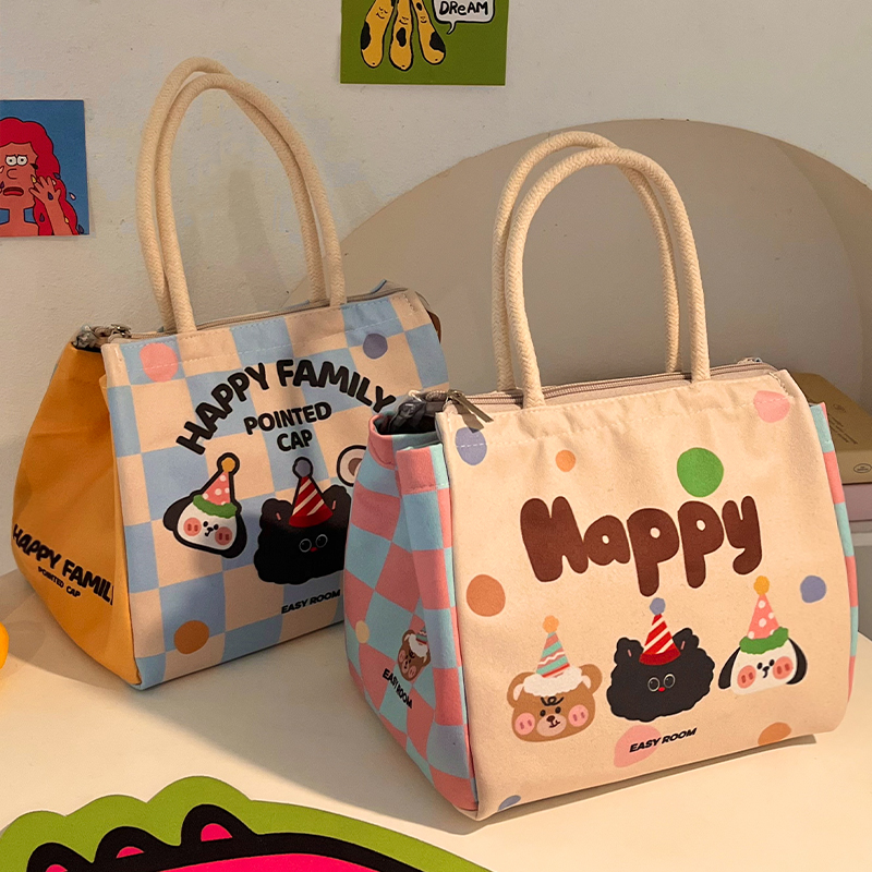 小猫饭盒袋便携大容量水果零食