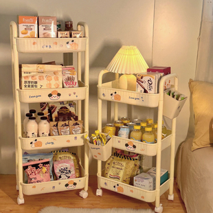 大容量零食置物架家用客厅宿舍床边可移动多层收纳神器可爱小推车