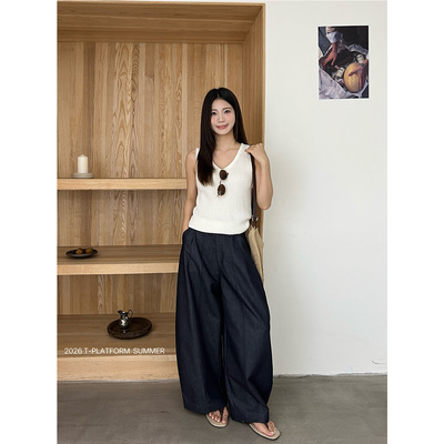 T-PLATFORM 极简韩系氛围感百搭气球裤女舒适垂软九分休闲裤16055