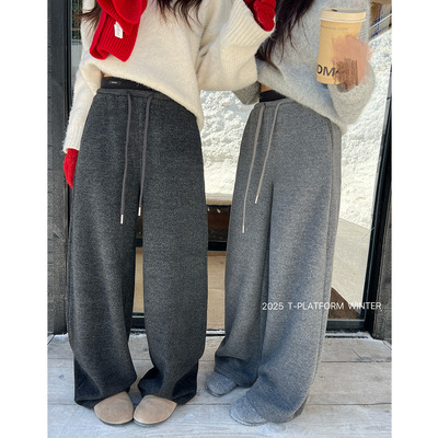［T台］T-PLATFORM广州十三行 冬季二批爆款加厚绒休闲裤女3587-3