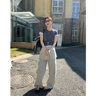 ［T台］T-PLATFORM 2026春季假两件休闲工装裤可拆卸屁帘裤子3812