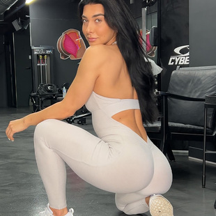 BODYSUIT挂脖口袋健身瑜伽连体衣长款 POCKET 女BACKLESS 代购