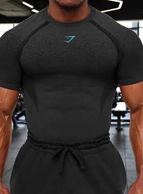 代购GYMSHARK男Shadow Seamless T Shirt无缝短袖圆领紧健身上衣