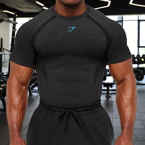 代购GYMSHARK男Shadow Seamless T Shirt无缝短袖圆领紧健身上衣