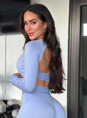 代购BOMBSHELL女BOMBSHELL ACTIVE PULLOVER露背健身瑜伽服长袖