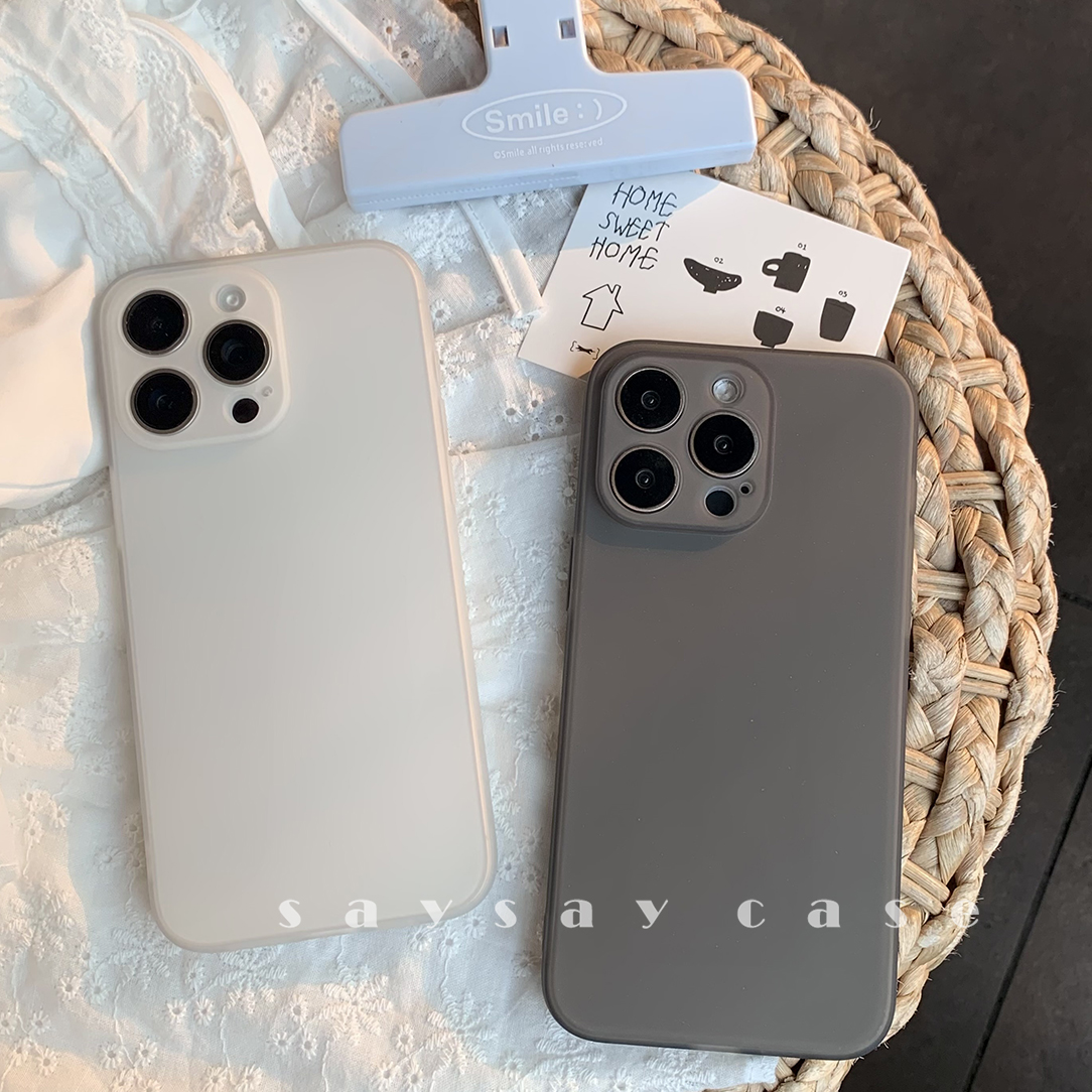 简约纯色磨砂微透手机壳适用于苹果15promax全包13/14软壳15pro防摔