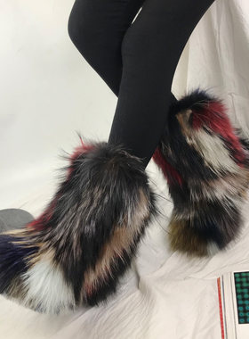 冬季欧韩玄狐狐狸毛毛毛靴雪地靴