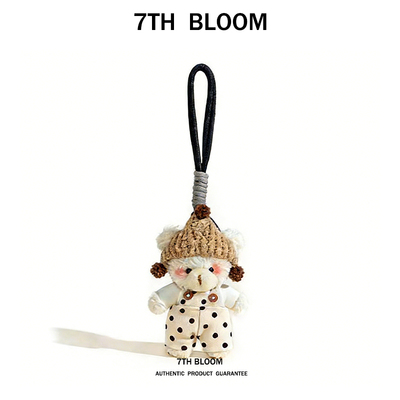 可爱小熊腮红编织帽包挂件钥匙扣