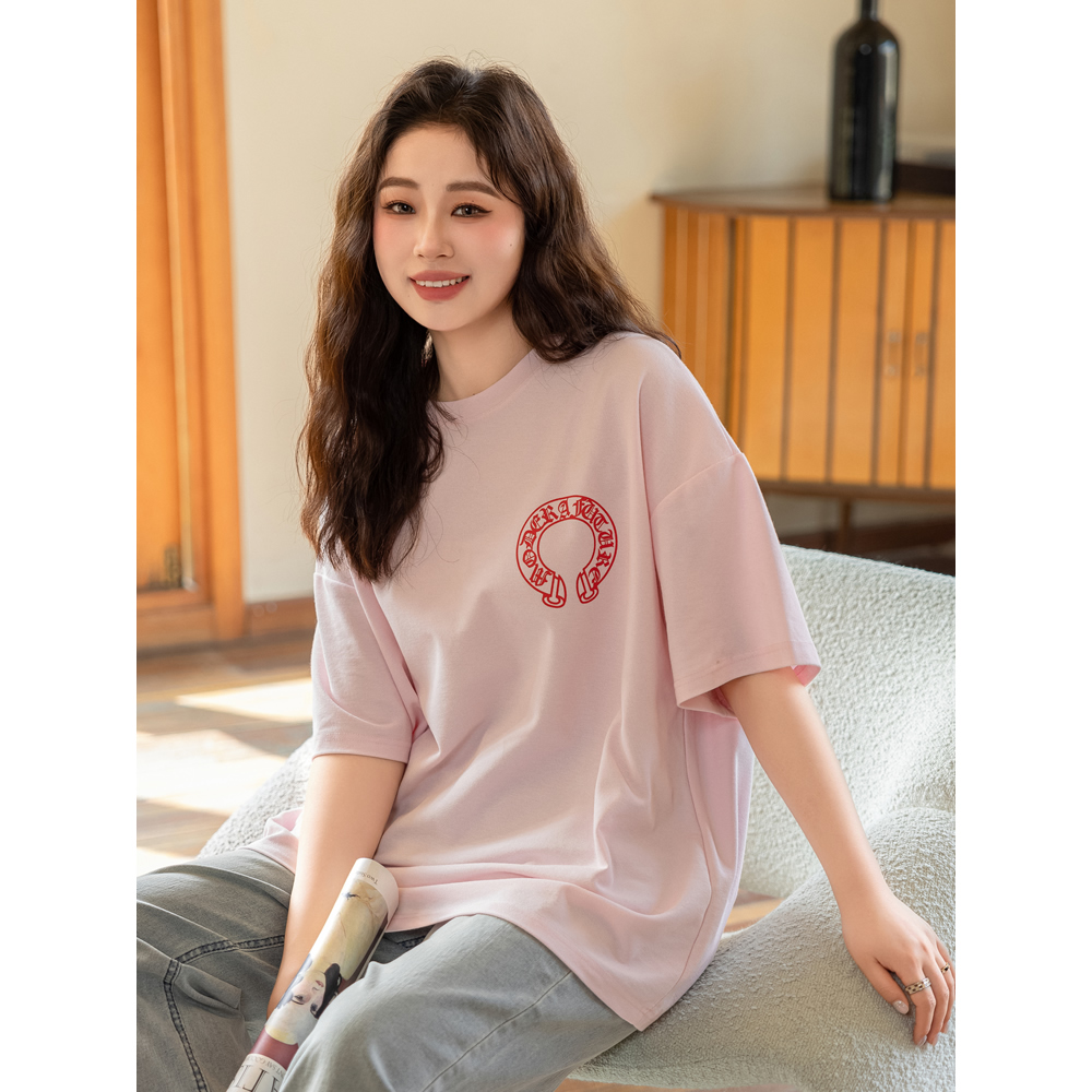 不再行凶大码女装夏款正肩t恤女短袖胖mm宽松大版遮肉巨显瘦上衣