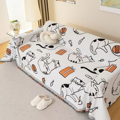 人字纹沙发盖布万能沙发毯全盖遮盖巾新款四季通用沙发垫高级感