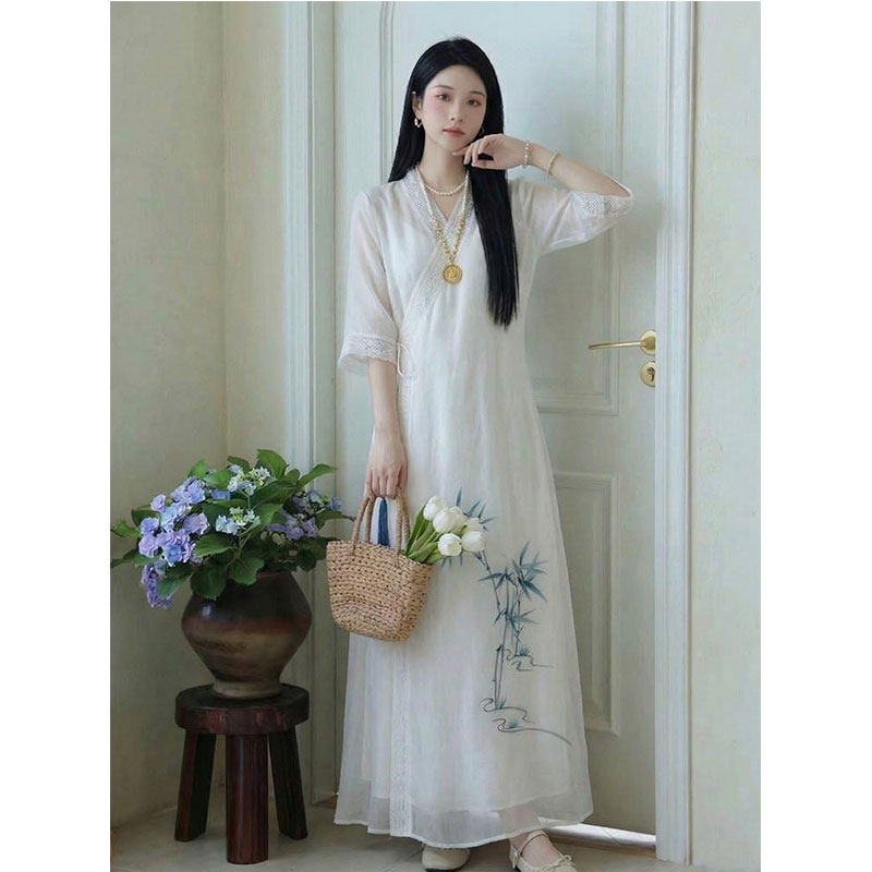 2026年春夏季新款新中式禅意汉服改良仙气茶服茶艺师古风连衣裙子