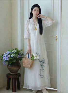 仙气茶服茶艺师古风连衣裙子