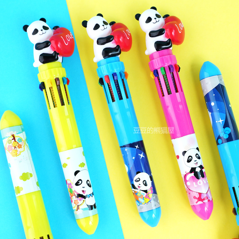 正品大熊猫FUNPANDA6色10色彩色圆珠笔多色元珠笔儿童小朋友绘画