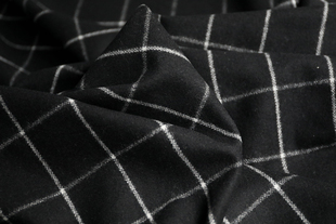 意大利进口黑白格纹温润粗花呢羊绒羊毛呢布料设计师大衣外套面料