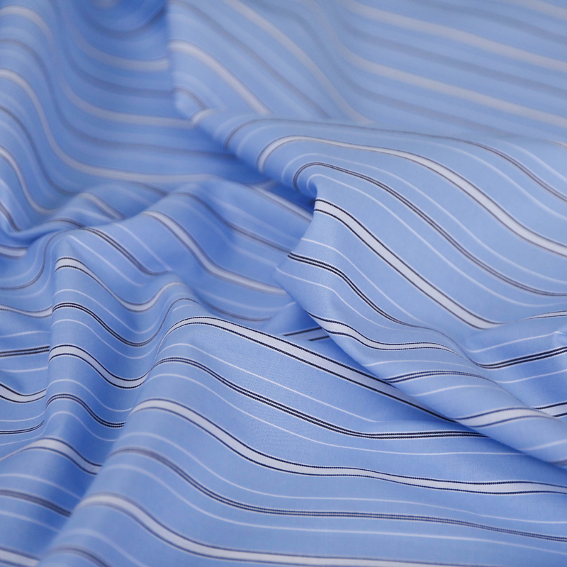 设计师高支条纹纯棉府绸面料布料