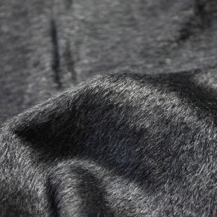 意大利进口温润丰厚黑灰杂色单面马海毛长毛羊毛面料设计师布料