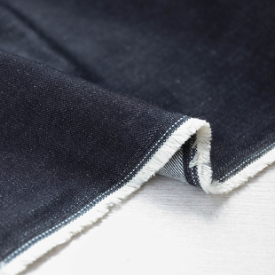 意大利进口硬挺丹尼深蓝色斜纹肌理纯棉牛仔纱卡面料设计师布料
