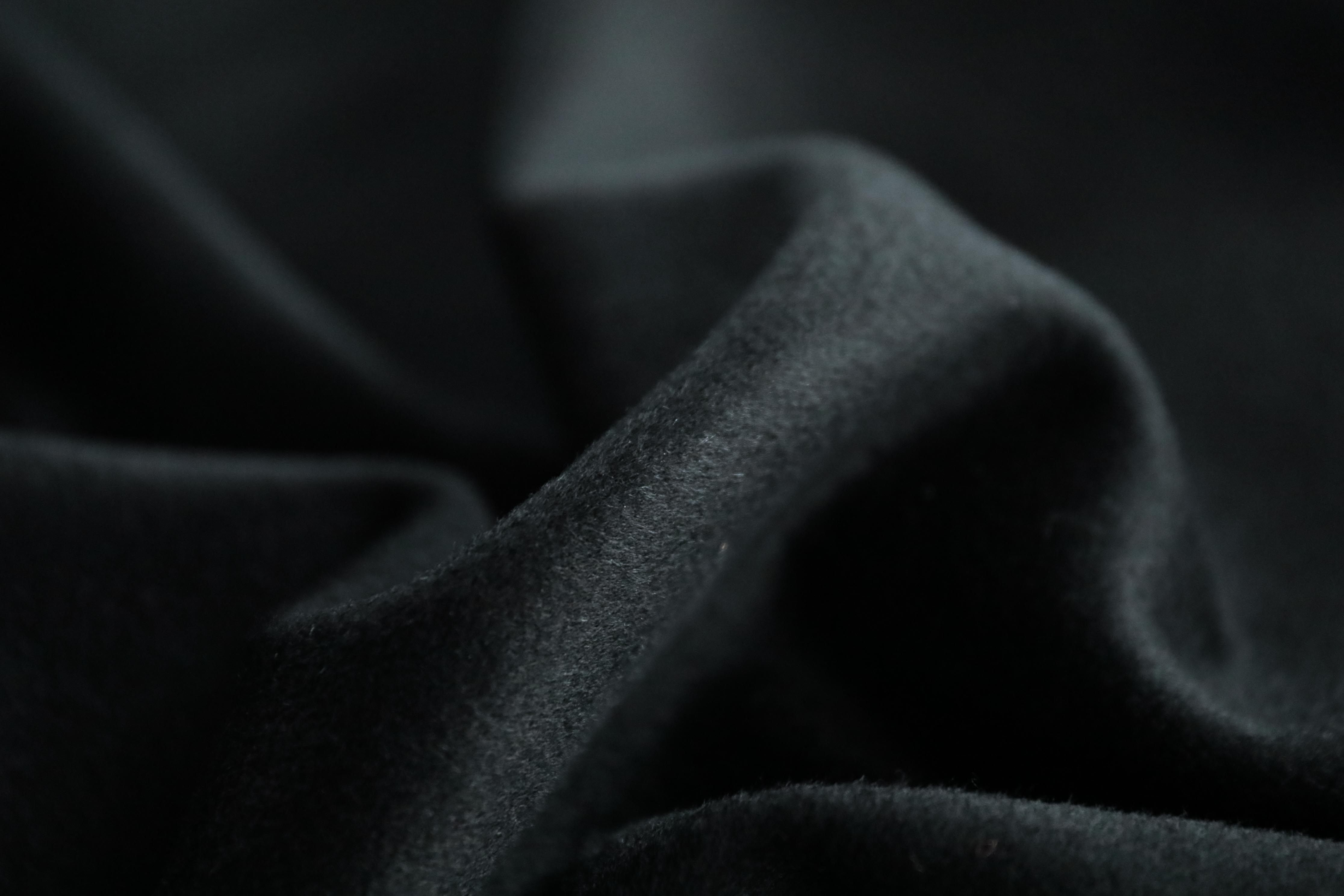 大牌原版意大利进口黑色山羊绒短顺毛羊毛面料设计师套装大衣布料