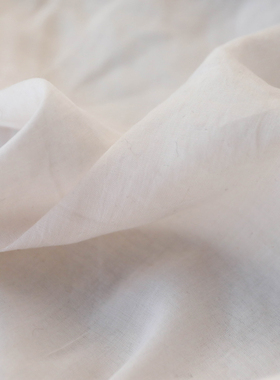 意大利进口薄款粉白色细腻舒适砂洗苎麻面料设计师连衣裙衬衫布料