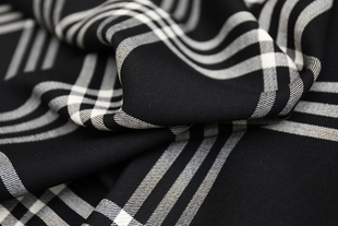 意大利进口黑色／黑白格纹双面双色斜纹精纺羊毛面料可揭布料