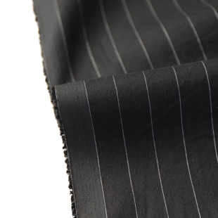 韩国进口薄款黑白竖条纹细腻微弹编织棉麻混纺面料设计师服装布料