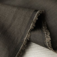 Italian imported thin, dark brownish grey, fine herringbone pattern woven pure linen fabric designer's fabric thumbnail 4