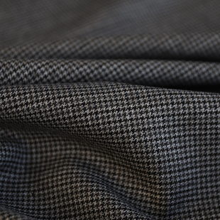意大利进口薄款复古黑灰褐蓝色犬齿格纹精纺羊毛面料设计师布料
