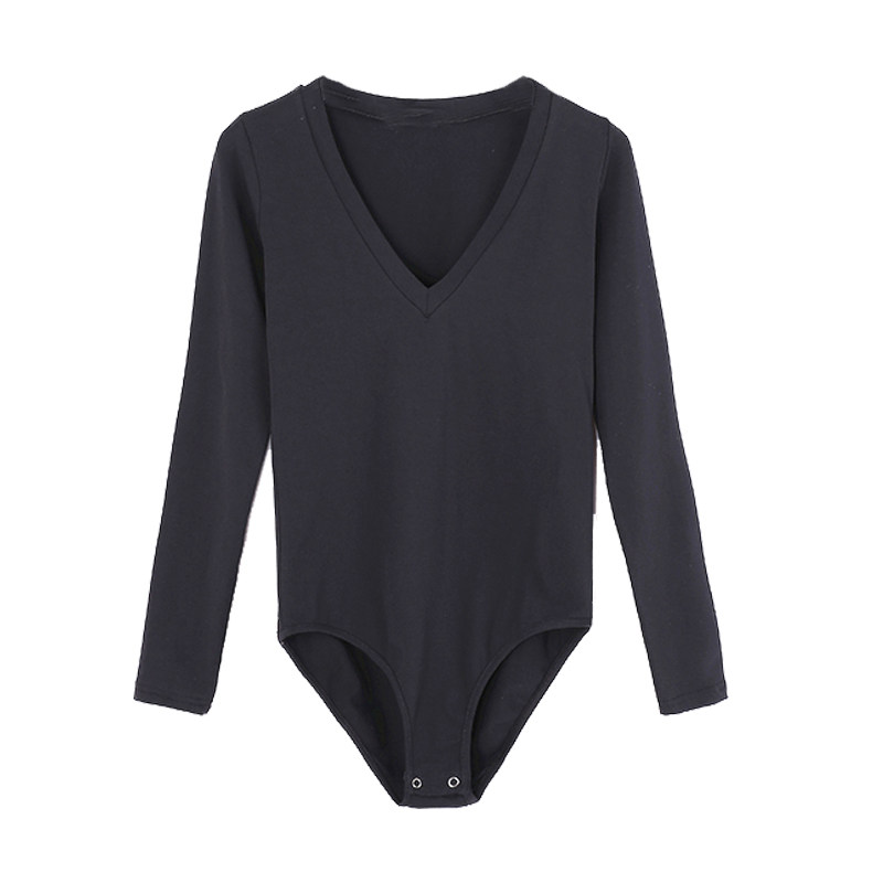 歐美新品長袖連體T恤V領純棉上衣連身衣純色低領性感女內搭打底衫在類目 女裝/女士精品, T恤中 - 來自Buy2taobao.com提供專業的淘寶代購服務