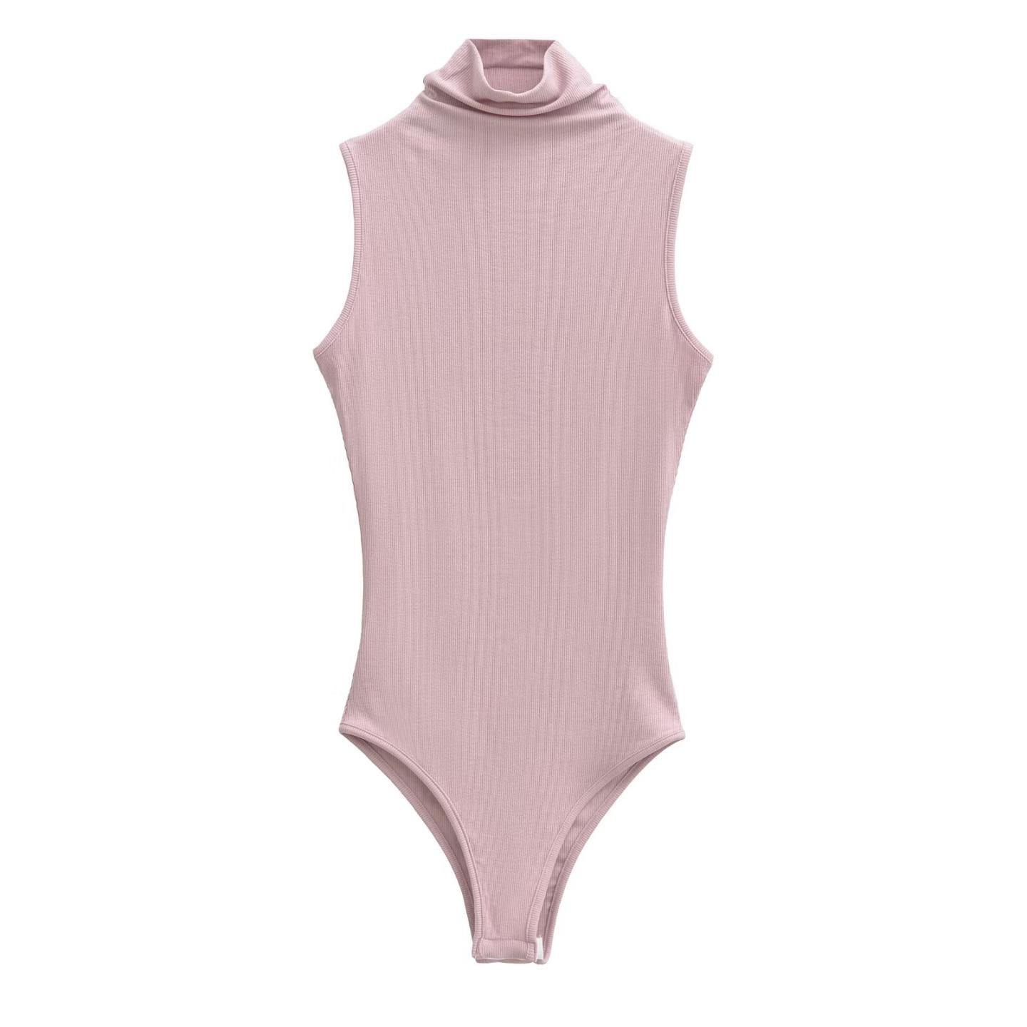 欧美风高领无袖连体背心女打底衫