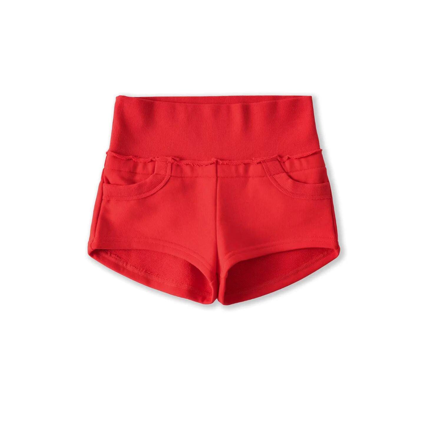 性感风高腰修身短裤女红色显腿长运动休闲设计感辣妹热裤夏季新款