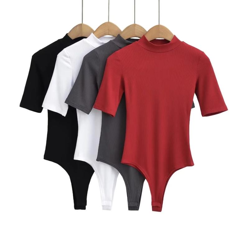 半高领五分半袖上衣连体打底衫女