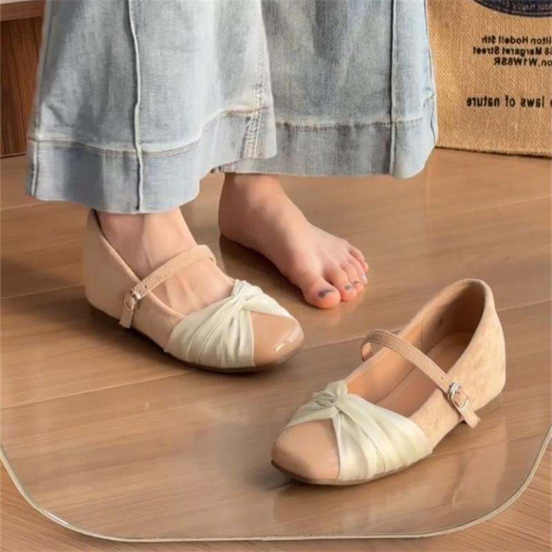 法式内增高5cm浅口单鞋2025秋季气质温柔仙女方头一字扣玛丽珍鞋