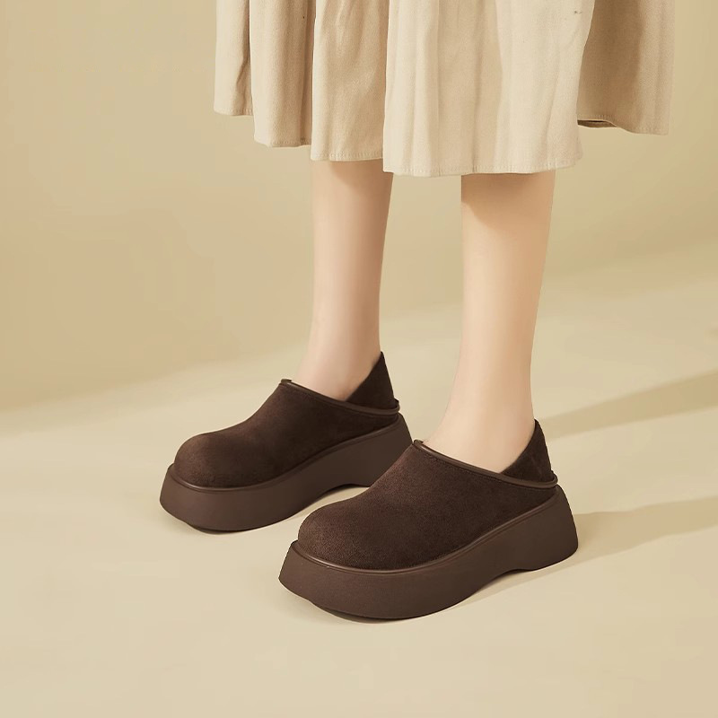 2025新款春季绒面勃肯鞋松糕小皮鞋女乐福鞋厚底单鞋增高百搭女鞋