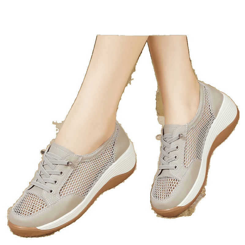 夏季镂空妈妈鞋女新款厚底一脚蹬软底休闲透气女单鞋凉鞋