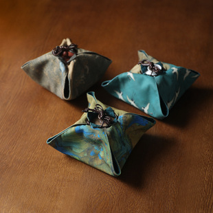 尔雅古画棉布茶叶罐茶壶茶具茶杯收纳包旅行包布袋抽绳布包国风