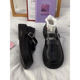 英伦风小皮鞋女2023秋季新款韩版百搭配裙子学生单鞋复古乐福鞋女