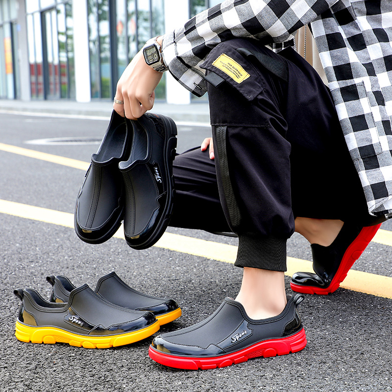 韩版时尚春秋胶鞋CP男女牛筋底防滑雨靴35-44码防污防滑外卖水鞋