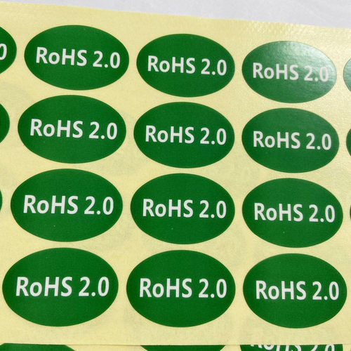 RoHS2.0不干胶标签30*20环保物料标贴绿底白字3*2cm椭圆标签贴纸