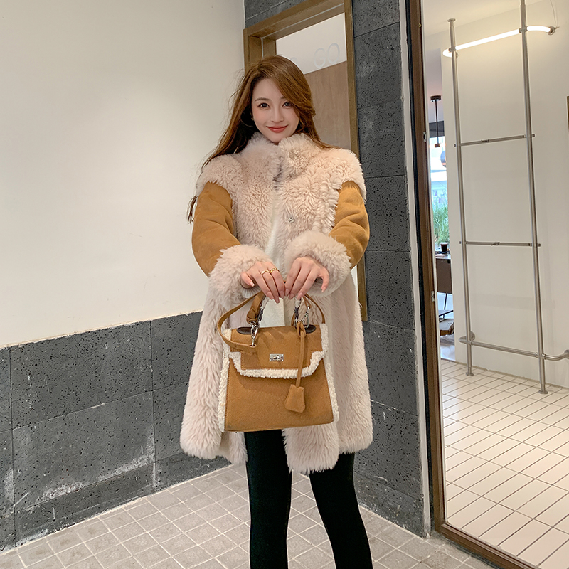 羊羔毛中长款皮毛一体