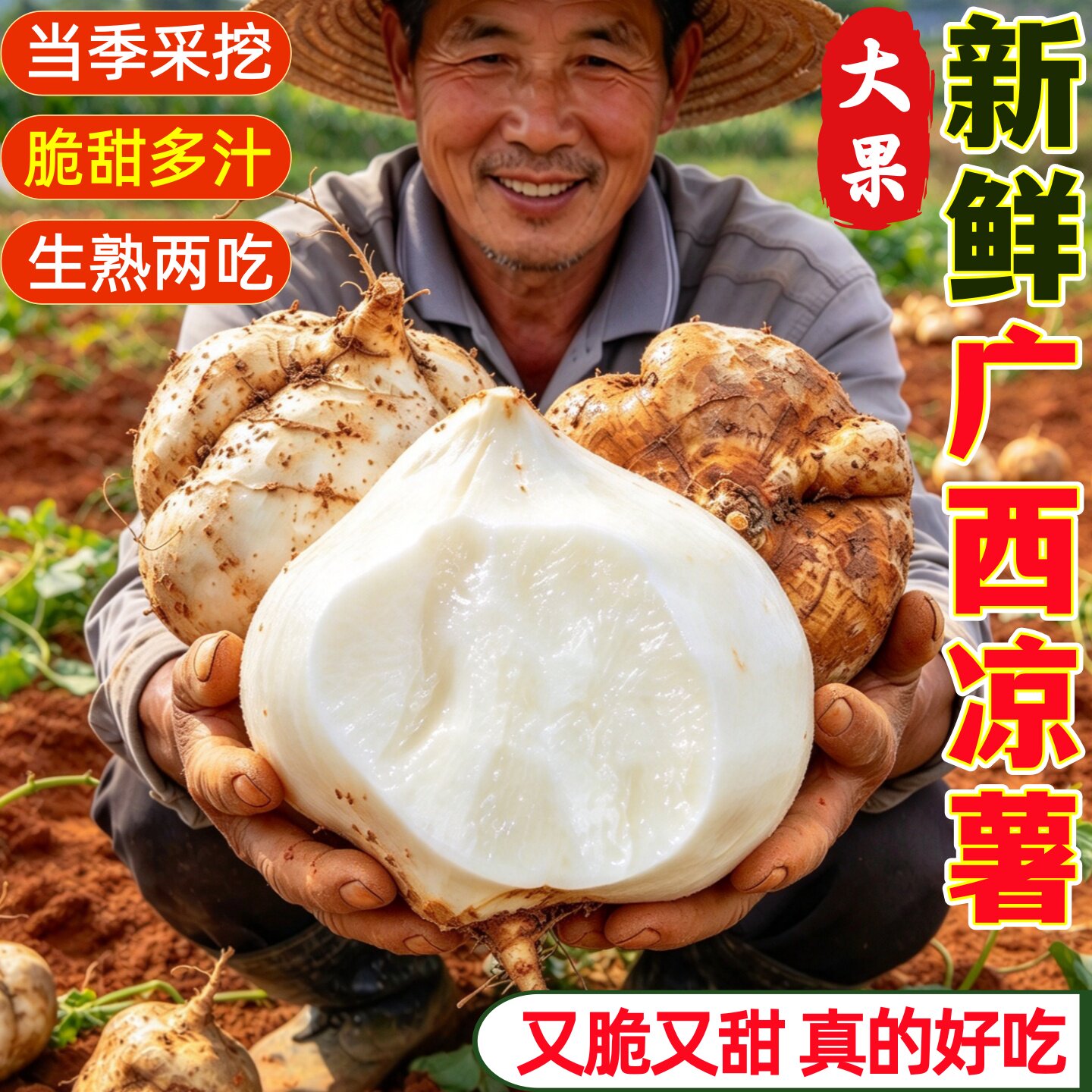 新鲜凉薯脆甜多汁当季现挖大果