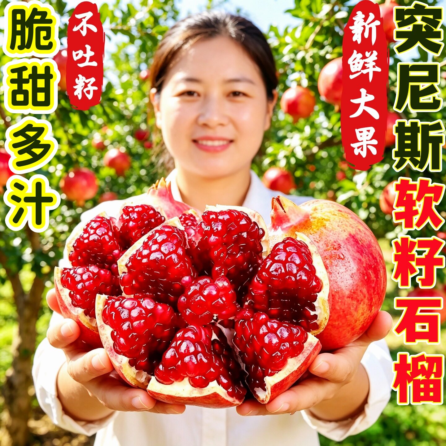 正宗四川突尼斯软籽石榴新鲜水果当季会理红石榴大果整箱现摘包邮