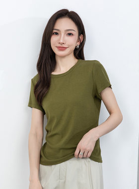 郑州源头工厂女装忆霏圆领短袖T恤女四面弹力2026夏亲肤透气上衣