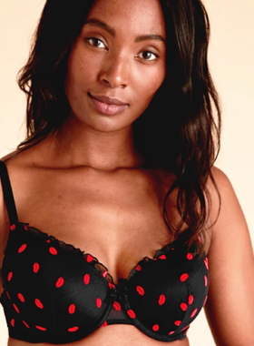 A17 媛媛欧美性感黑色上托内衣 M*S大码全罩杯聚拢薄款文胸75B85E