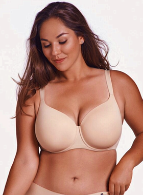 A22法国光面T恤夏季纯色全罩杯薄款文胸70DF75BCDF80BDEF85DF90DF