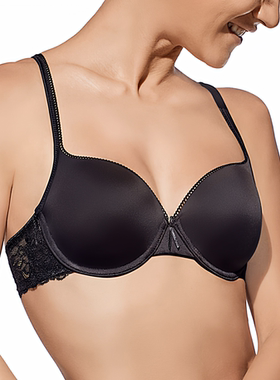 D16法国单黑色光面内衣 纯色夏季薄款文胸70B75B80B85B90B