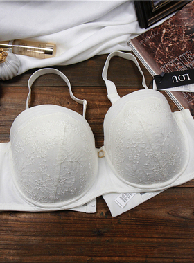 A7夏季1/2深杯文胸上托聚拢无肩带半罩杯女内衣75BCE80B85BCD90CD