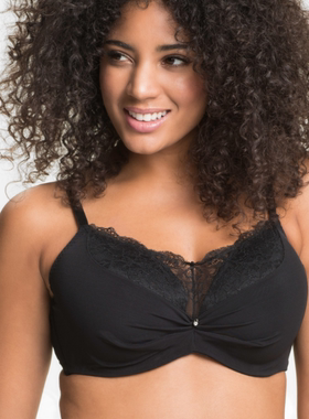 A23 外贸欧美大码女胸罩黑色抹胸大码蕾丝插片全罩杯文胸75A105D