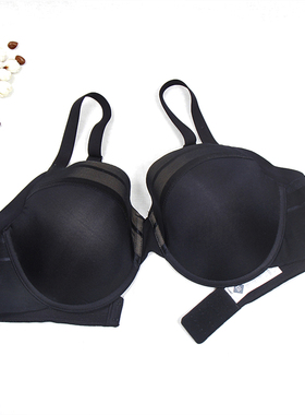 A17媛媛欧美性感黑色上托内衣光面大码全罩杯薄款文胸85D90BDE95D